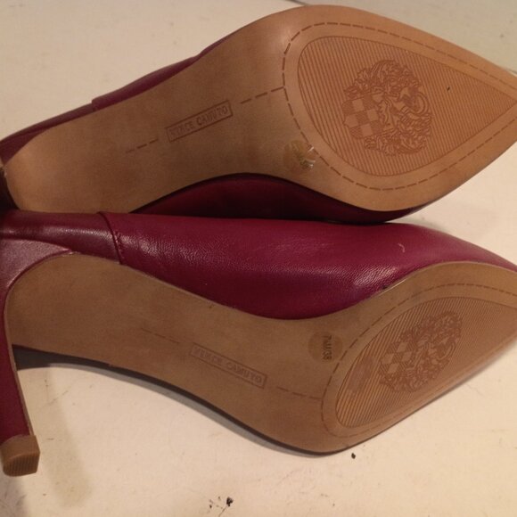 VINCE CAMUTO VP-Maskelynn Sz 7.5US/39EU Maroon Leather Pointy Toe High Heel Mule - Picture 13 of 14